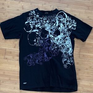 Rocawear Black and Purple Skull Graphic Tee